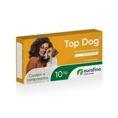 Vermifugo Top Dog Palatável Para Cães Até 10Kg 1000Mg 4 Comprimidos -