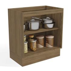 Balcão Armário Para Cooktop 2 Portas Prateleira Cozinha Multiuso Kappesberg Marrom Madeira Verde