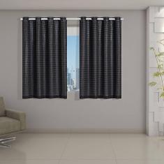 Cortina Blackout prata com Voil Xadrez 2,00 m x 1,40 m Preto