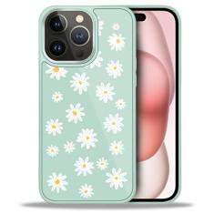 Yuning419 Capa compatível com iPhone 15 Pro Max, capa com estampa margarida para iPhone 15 Pro Max para meninas e mulheres, TPU fosco à prova de choque, capa rígida de policarbonato para iPhone 15 Pro