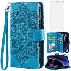 Asuwish Capa de celular para Motorola Edge+ Plus 2022/Edge X30/30 Pro, capa tipo carteira com protetor de tela de vidro temperado e porta-cartões, acessórios para celular Moto Edge + 5G UW feminino
