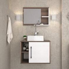 Conjunto para Banheiro Gabinete com Cuba Quadrada Q32 e Espelheira Lau