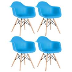 KIT - 4 x cadeiras Charles Eames Eiffel DAW com braços - Base de madei