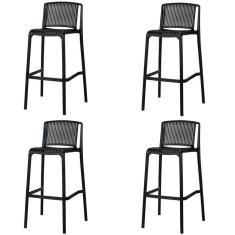 Kit 4 Banqueta Floripa Fratini 100 Cm (altura) Em Poliuretano (pu) Cor Preto