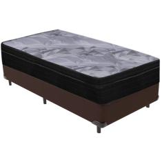 Cama Box Marrom e Colchão Airtech Pampa Molas ensacadas Solteiro Ortobom