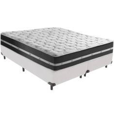 Cama Box Branco e Colchão Classic Preto Molas ensacadas King Anjos