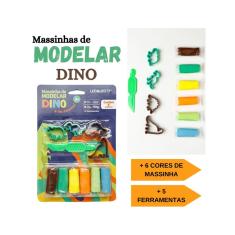 Kit Massinha de Modelar Dino + Ferramentas Blister c/ 6 Unidades Leo & Leo