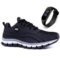 Tenis Masculino Caminhada leve Academia Tamanho Especial 45 ao 48 + Relógio-Masculino