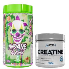 Kit Pré Treino Insane Clown 350g Demons Lab + Creatina Pura Alpex 150g-Unissex