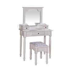 Mini Penteadeira com Pés Torneados e Banqueta Branco Provençal