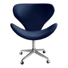 Poltrona Decorativa Isis Swan Cadeira Giratória com Rodinhas Escritório Home Office