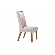 Cadeira Sala De Jantar Londrina Madeira Kit 2 Un Capuccino/veludo Creme - Rufato