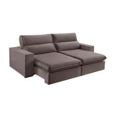 Sofá 3 Lugares Retrátil e Reclinável Free Veludo Bege Escuro 190 cm - 