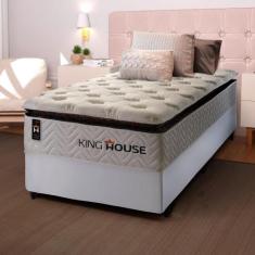 Conjunto Cama Box c/ Molas Ensacadas New York Branco Solteiro 96x203x7