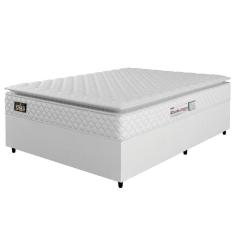 Cama Box Casal Colchão Espuma D33 Pillow Top New Millenium 138x188x57cm Branco Hellen – Suporta Até 120 Kg Por Pessoa