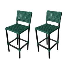 Kit 2 Banquetas Bistrô Balcão Elegante em Aluminio e Corda Naútica Ver