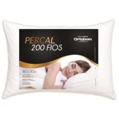 Travesseiro Ortobom Fascinio Percal 200 Fios Fibra Siliconada 70cm x 5