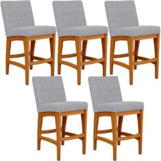 Kit 05 Banquetas Baixa Para Cozinha Bancada Bar Sala Jantar Fixa Mila 
