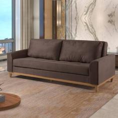 Sofá Cama Living Reclinável 223cm Pés em Madeira Maciça Lyon - Estofad