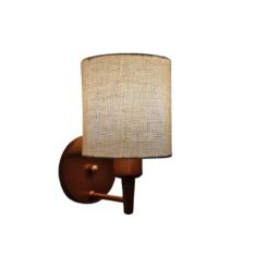 Arandela Cilíndrica Md-2009 Base Cobre Cúpula Em Tecido 14x15cm Rustico Bege - Bivolt