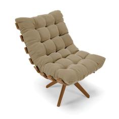 Poltrona Giratória Costela Suede Base de Madeira MA30 M11 - D'Rossi, M