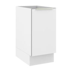 Balcão Madesa Lux 40 cm 1 Porta (Sem Tampo) - Branco/Branco Veludo