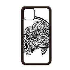 Capa com desenho de linha padrão de peixe para iPhone 12 Pro Max para Apple Mini Mobile Case Shell