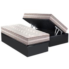 Cama Box Baú Solteiro: Colchão Ortopédico Paropas D33 / AG65 Confort + Base CRC Suede Gray(88x188)