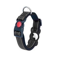 Coleira de cachorro Yogini com suporte AirTag, fivela refletiva, silicone, para cães e gatos (preto, L:44-68CM)