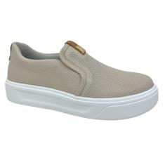 Tenis Feminino Casual Pegada Couro Slip On Flatform 211210