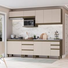 Cozinha Completa 6 Peças 100% Mdf com Aéreo para Micro-ondas Connect Duna/Cristal