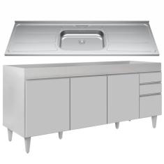 Balcão Gabinete Com Pia 180cm Dallas Branco - Lumil - Lumil Móveis, Br