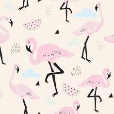 Papel de Parede Flamingo Rosa para Quarto de Menina 57x270cm - Quartin