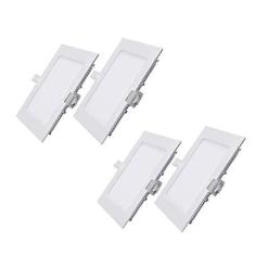 Kit 04 Painel Plafon 6W Luminária Led Embutir Quadrado Spot Bivolt