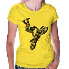 Baby Look Motocross Freestyle Trick - Foca na Moda, Amarelo, GG