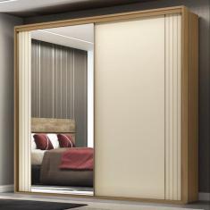Guarda Roupa Casal 2 Portas MDF Ripado com Espelho Imperium Belmax, Fr