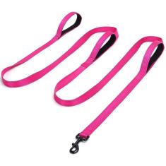 Coleira para cães Mycicy, 3 alças, 10 pés, alça tripla reflexiva, rosa