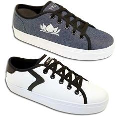 Kit 2 Tenis Casual Feminino Trilupy Azul e Branco