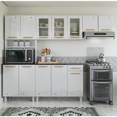 Cozinha de Aço Compacta 4 Peças 12 Portas 1 Gaveta Diamante Telasul Branco