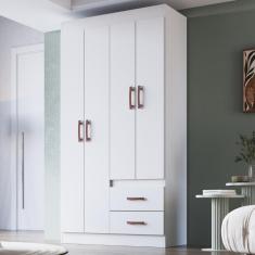 Guarda Roupa Solteiro 4 Portas 2 Gavetas Rosário Doripel - Branco