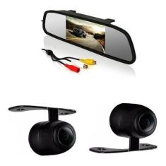 Kit Espelho Retrovisor Monitor Com Câmera De Ré Tela Lcd 4,3 - OESTESO