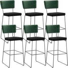 Kit 06 Banquetas Altas Sala De Jantar Fixa Allana L02 Facto Verde Musg