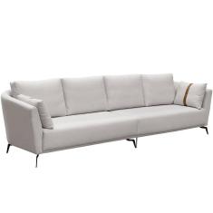 Sofá 4 Lugares Sala De Estar Living 290cm Pés Industrial Evan D06 Veludo Bege - Lyam Decor