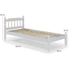 Cama Solteiro Em Madeira Maciça Mv Outlet Branco