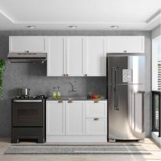 Cozinha Modulada 4 Peças 7 Portas 2 Gavetas com Balcão para Pia Unna Branco