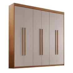 Guarda-Roupa Casal Xangai 6 PT 2 GV Imbuia e Off White - Modern