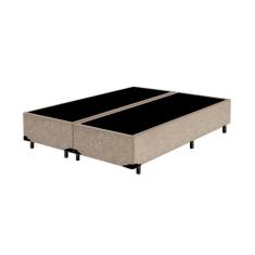 Cama Box Blindado Queen Bipartido NK Camas Suede Bege 40x158x198