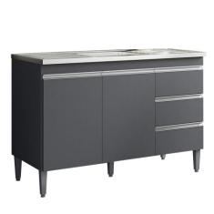 Balcão de Cozinha Andréia 120 cm Cinza 1986 Com Tampo MDP AJL Móveis