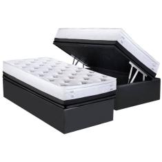 Cama Box Baú Solteiro: Colchão Ortopédico Herval Georgetown C1620 Ergoplus + Base CRC Suede Gray (88x188x25)