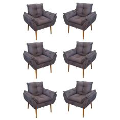 Kit 06 Sofás 1 Lugar De Luxo Opala Sala, Quarto Suede Cor:cinza